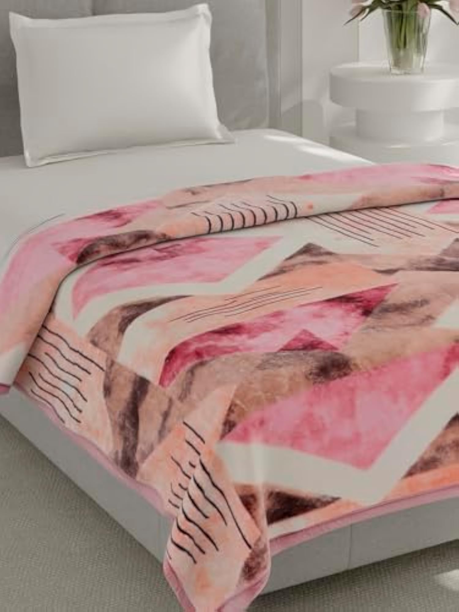 Single Bed Winter Blanket, 625 GSM, Baby Pink